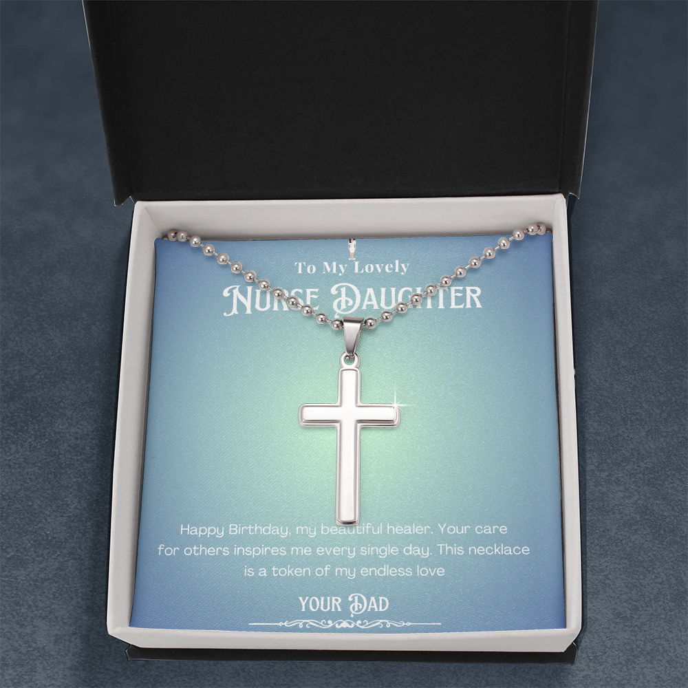 Happy Birthday To my Nurse Daughter – Personalized Message Card Necklace Gift