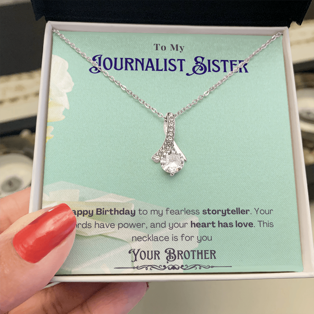 Happy Birthday to My Journalist Sister-Custom Message card Necklace Gift