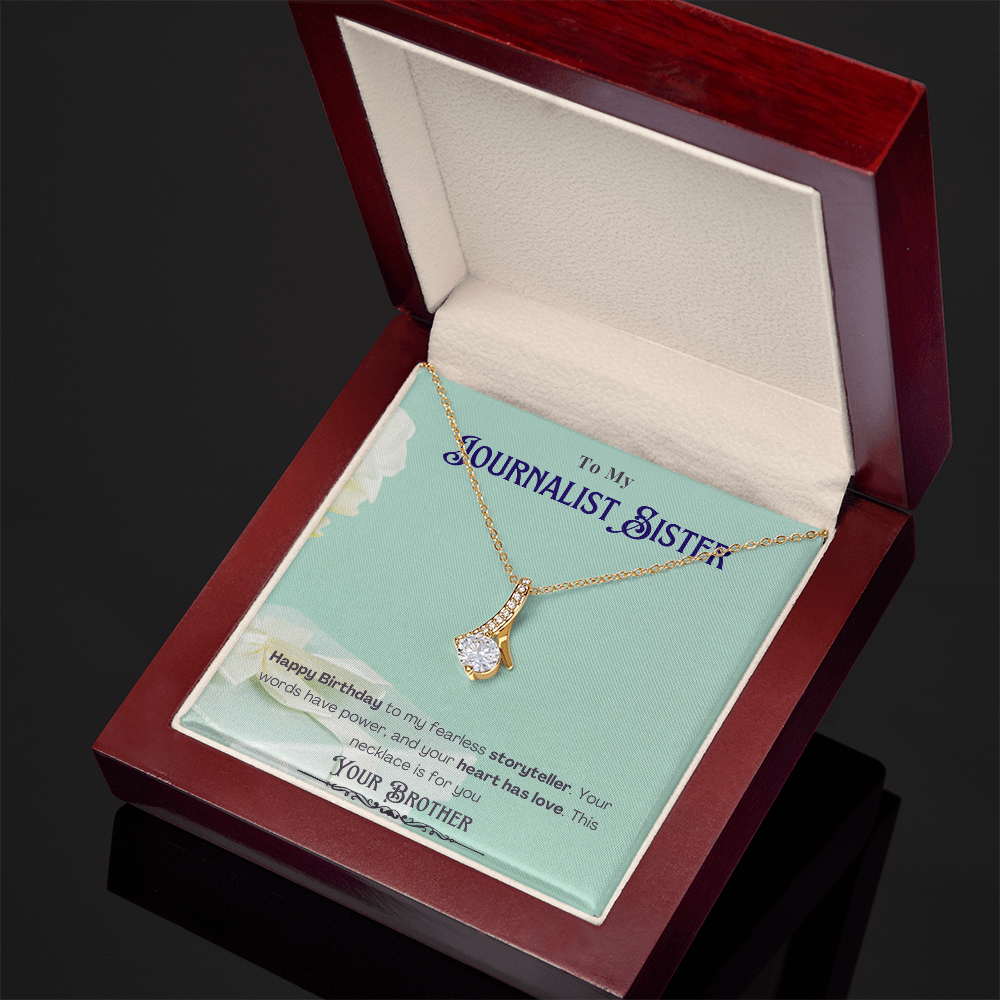Happy Birthday to My Journalist Sister-Custom Message card Necklace Gift