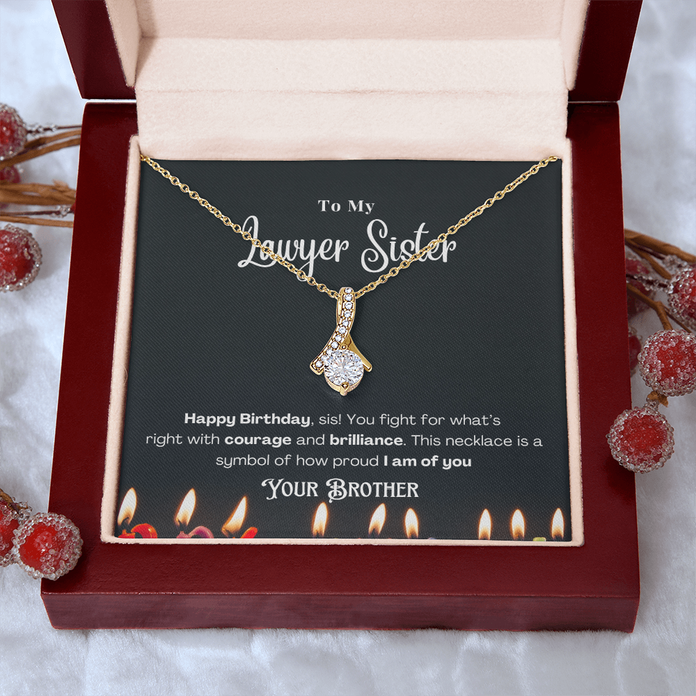 Happy Birthday, To My Lawyer Sister – Custom Necklace with Message Card