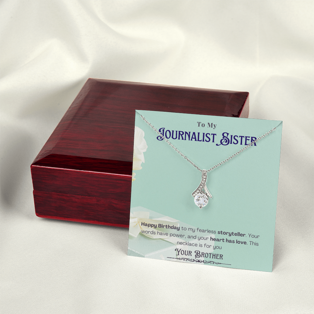Happy Birthday to My Journalist Sister-Custom Message card Necklace Gift