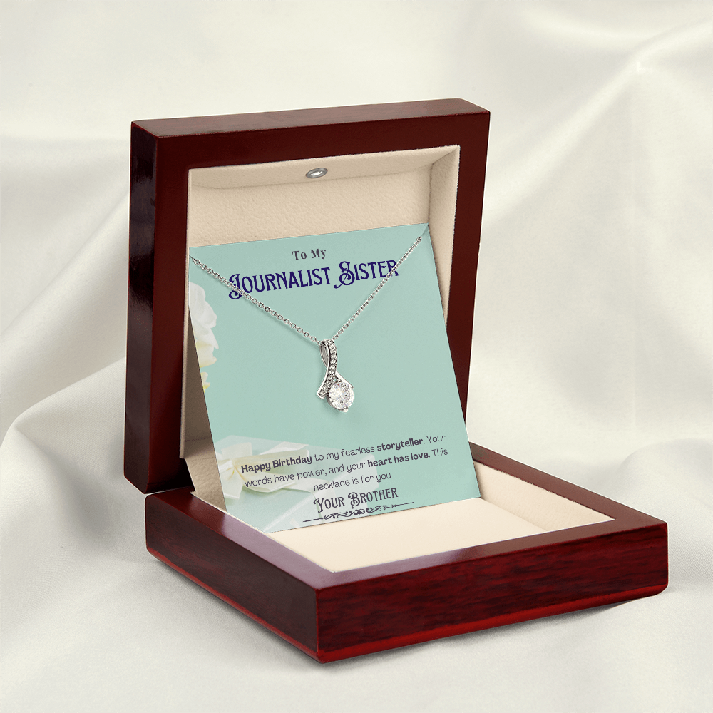 Happy Birthday to My Journalist Sister-Custom Message card Necklace Gift