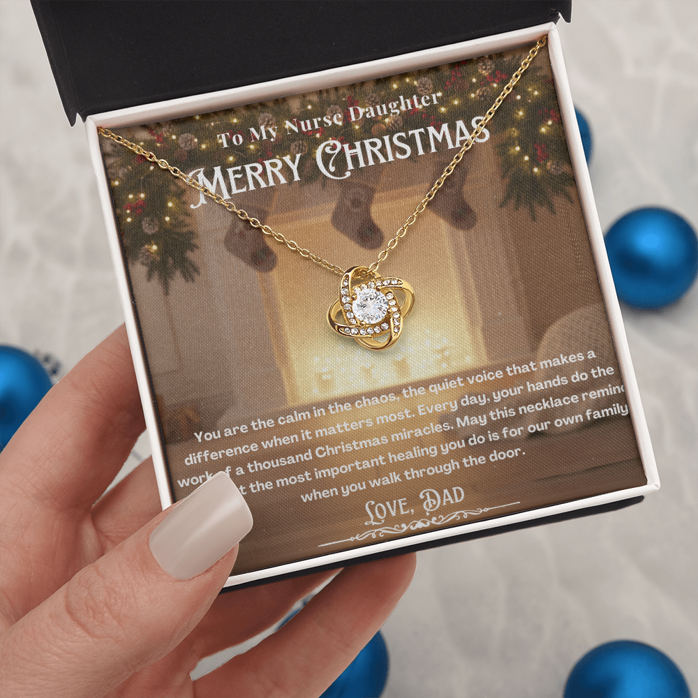 To My Nurse Daughter Message Card Christmas Necklace | Nurse Daughter Christmas Gift