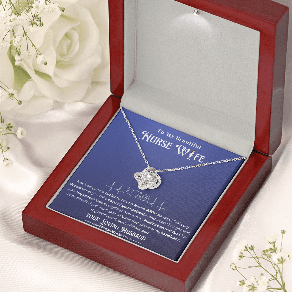 Happy Birthday To my Nurse Wife-Custom Message card Necklace | Nurse wife Gifts