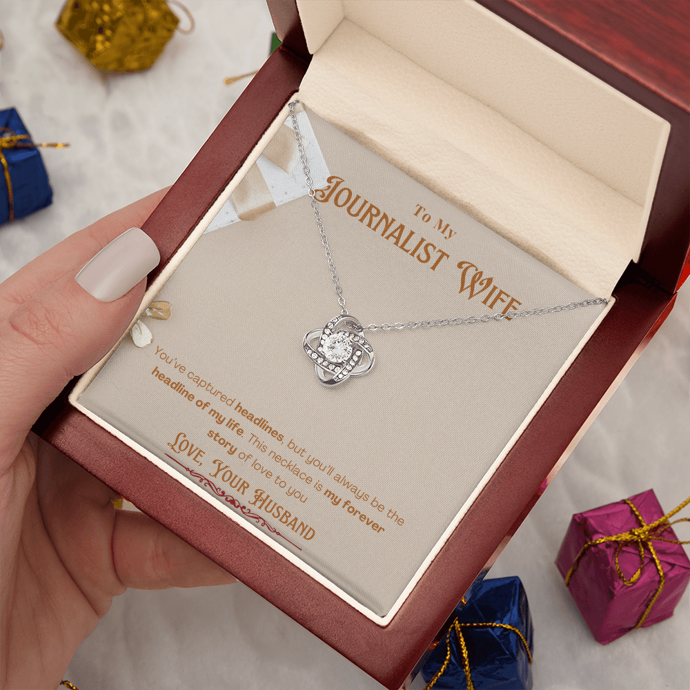 To My Journalist Wife Personalized Message card Anniversary Necklace
