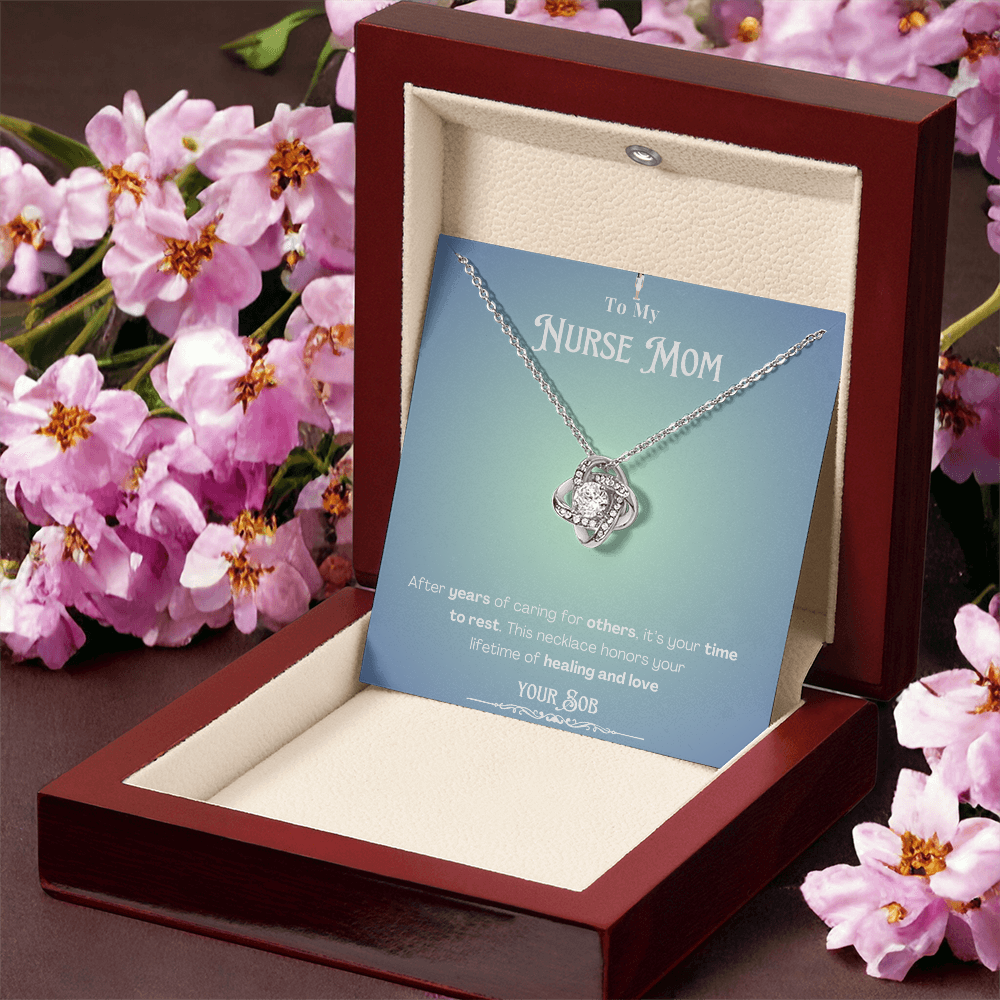 To My Retired Nurse Mom- Personalized Message Card Keepsake Necklace