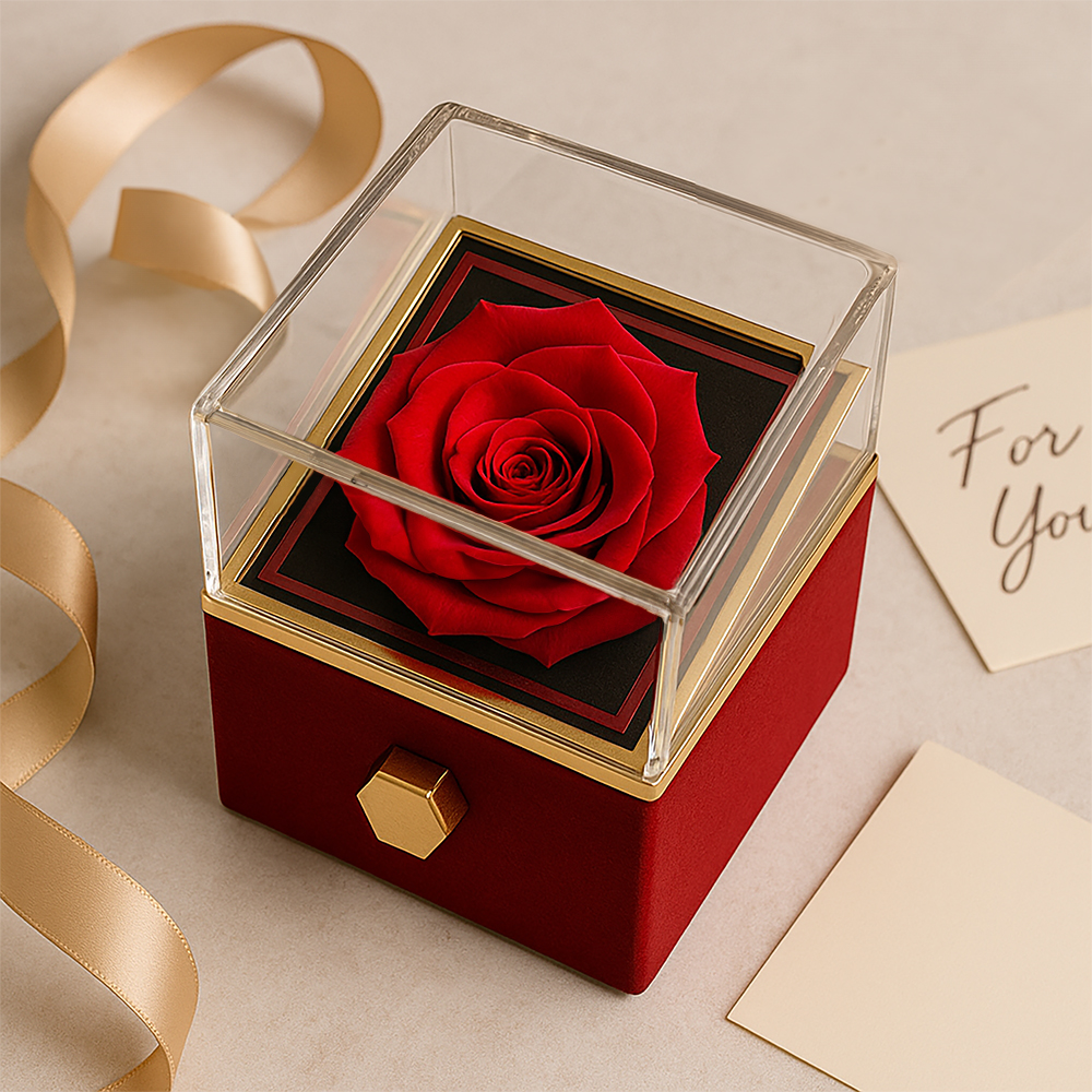 To My Beautiful Wife Rotating Rose Message Card Necklace
