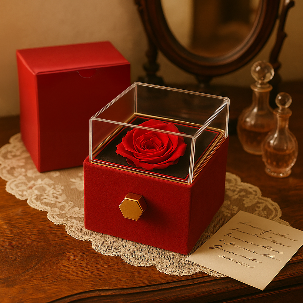 To My Beautiful Wife Rotating Rose Message Card Necklace