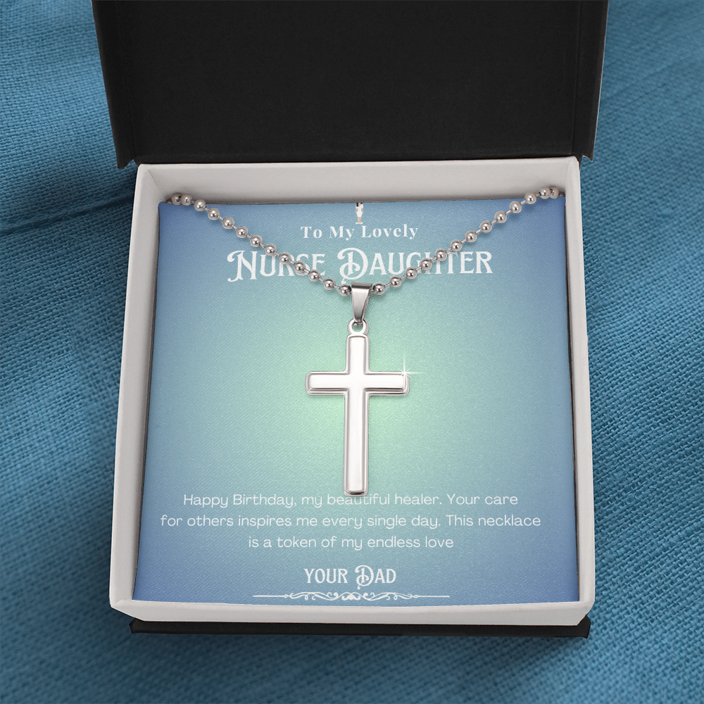 Happy Birthday To my Nurse Daughter – Personalized Message Card Necklace Gift