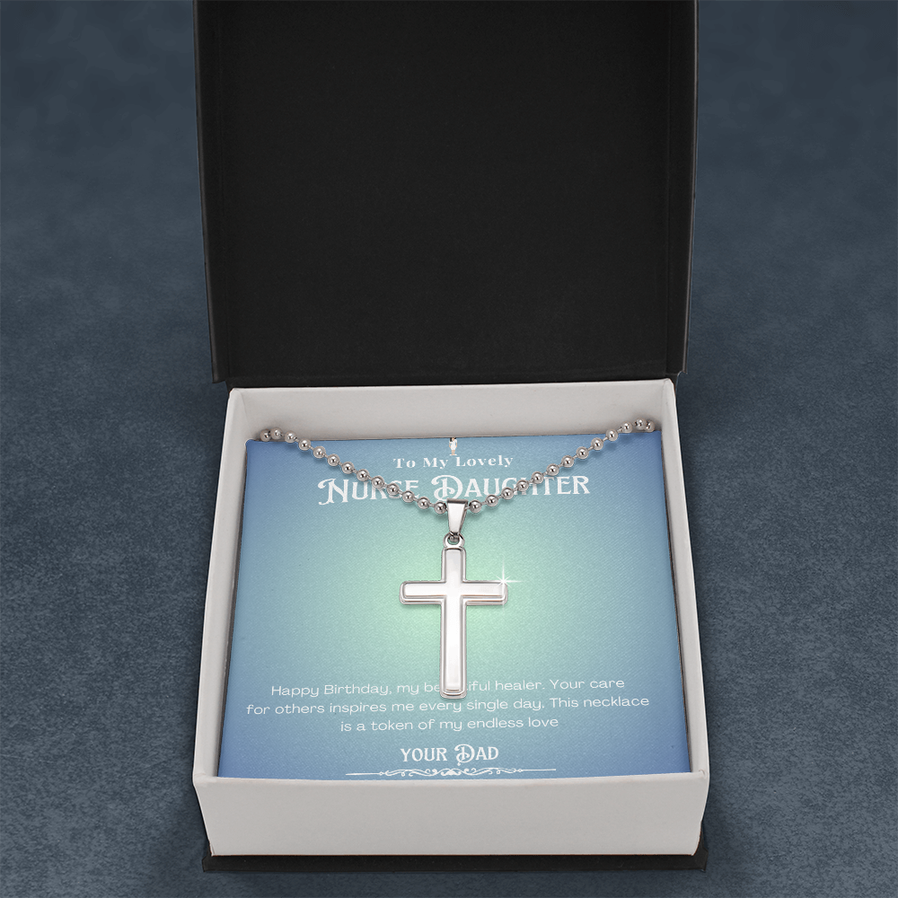Happy Birthday To my Nurse Daughter – Personalized Message Card Necklace Gift