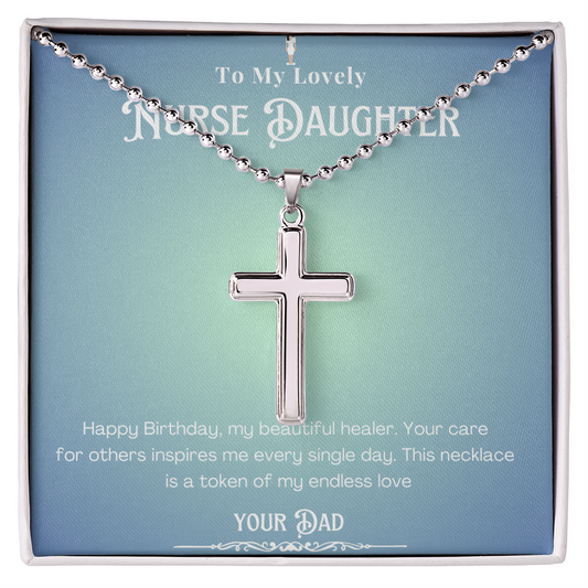 Happy Birthday To my Nurse Daughter – Personalized Message Card Necklace Gift