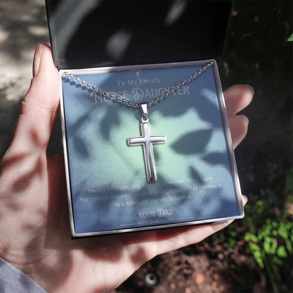 Happy Birthday To my Nurse Daughter – Personalized Message Card Necklace Gift