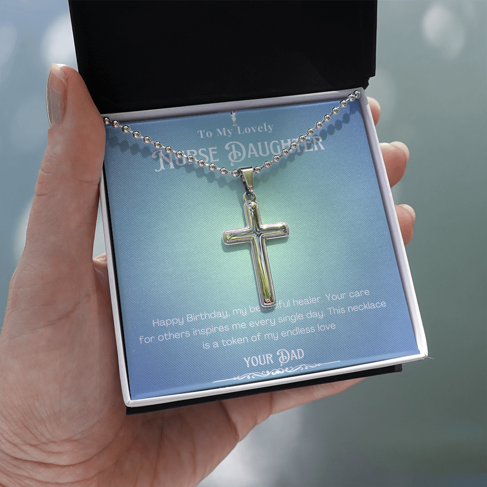 Happy Birthday To my Nurse Daughter – Personalized Message Card Necklace Gift