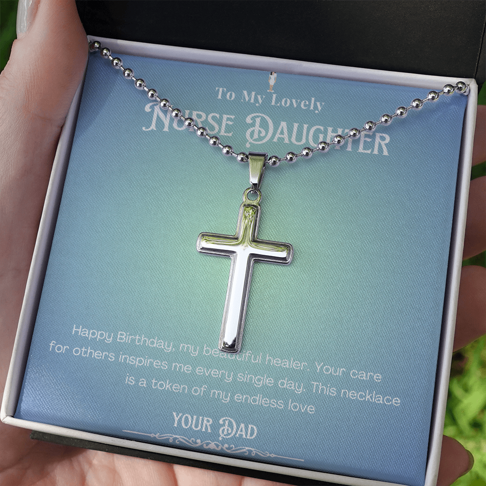 Happy Birthday To my Nurse Daughter – Personalized Message Card Necklace Gift