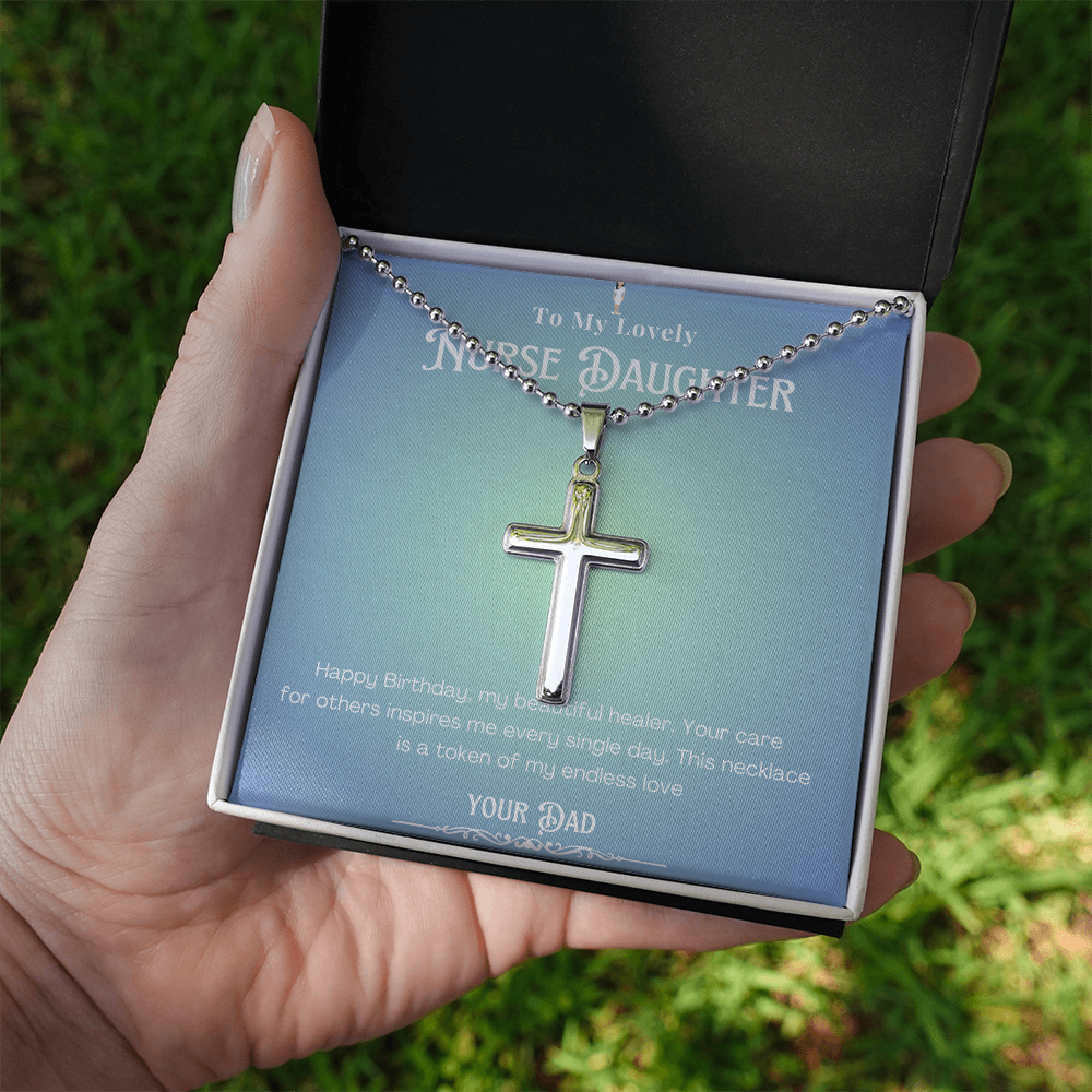 Happy Birthday To my Nurse Daughter – Personalized Message Card Necklace Gift