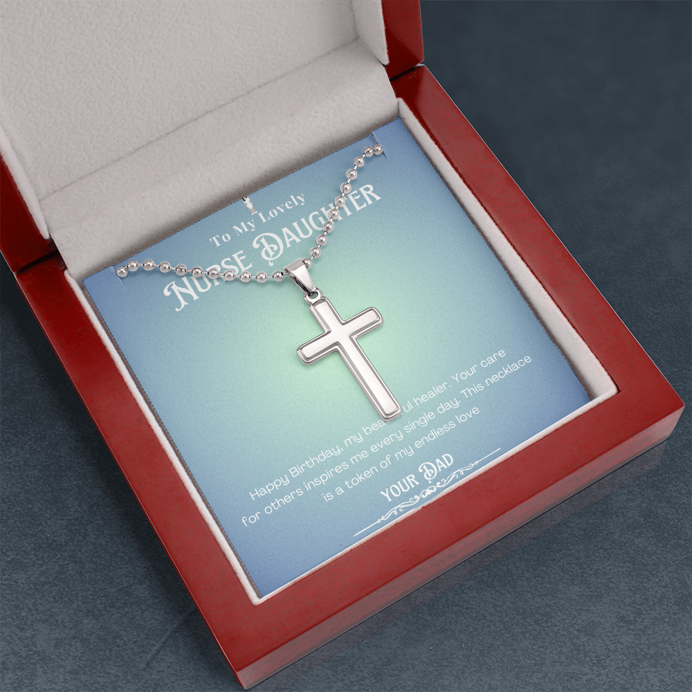 Happy Birthday To my Nurse Daughter – Personalized Message Card Necklace Gift