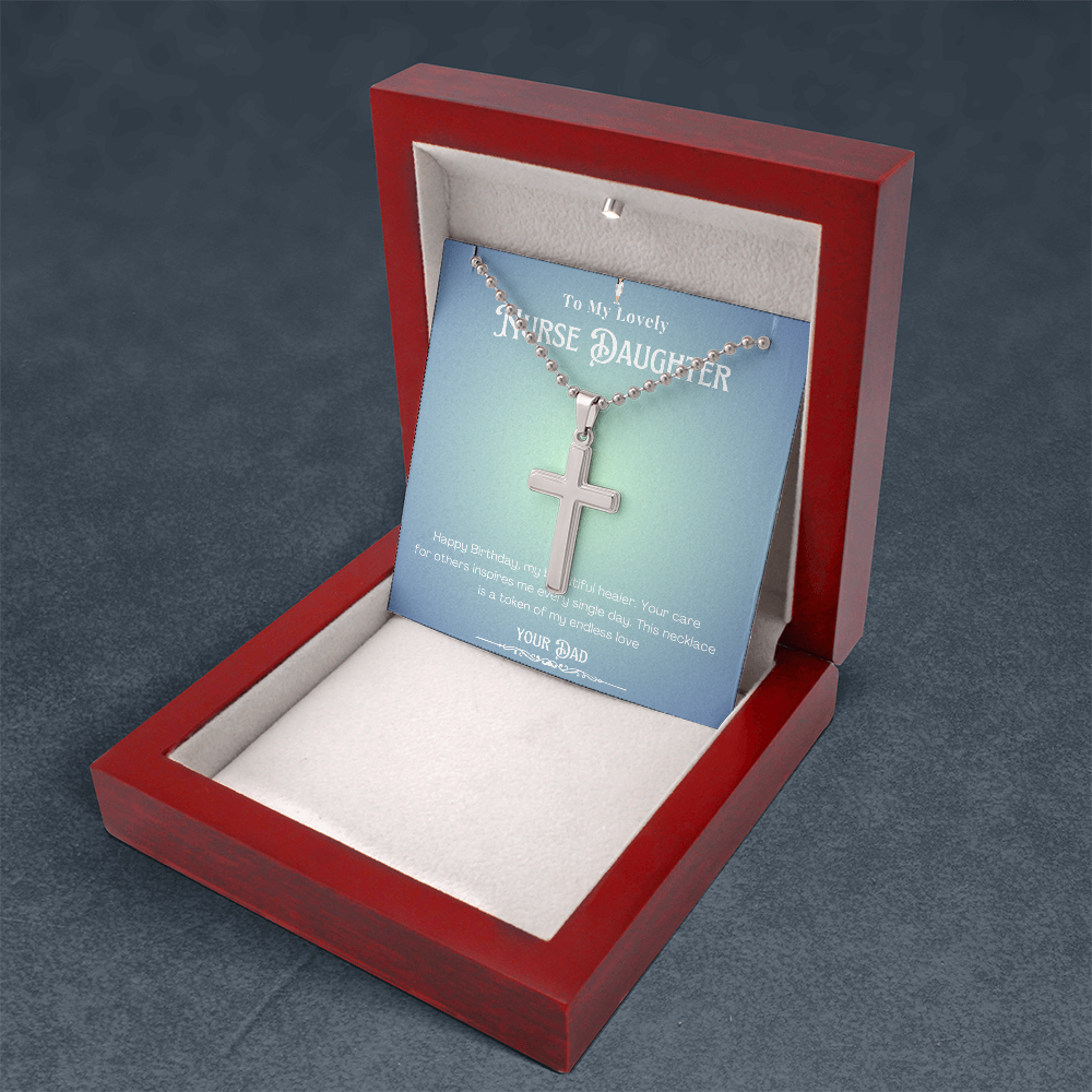 Happy Birthday To my Nurse Daughter – Personalized Message Card Necklace Gift