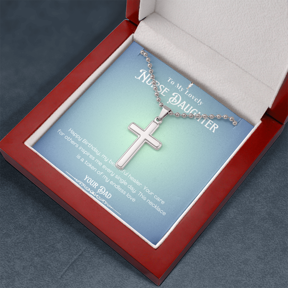 Happy Birthday To my Nurse Daughter – Personalized Message Card Necklace Gift