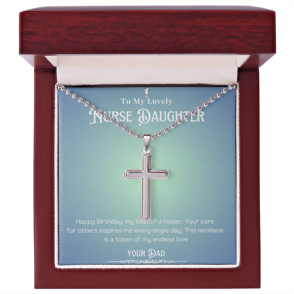 Happy Birthday To my Nurse Daughter – Personalized Message Card Necklace Gift