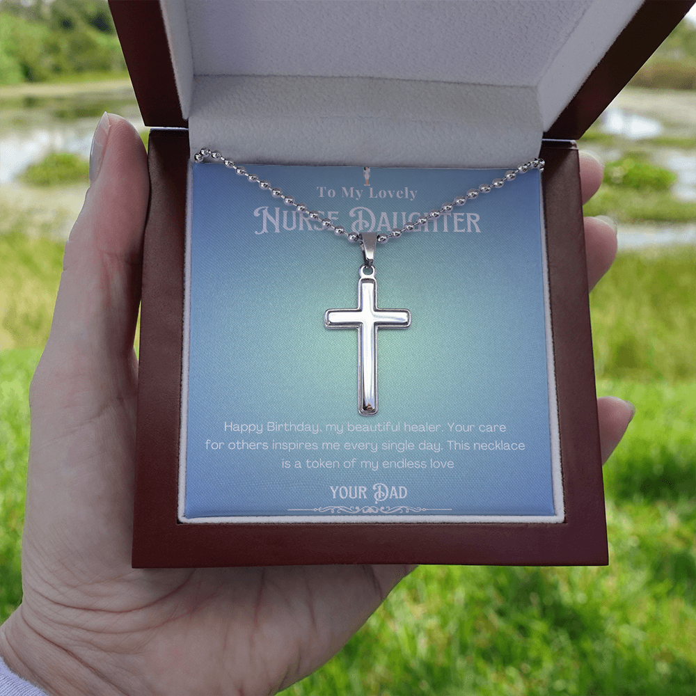 Happy Birthday To my Nurse Daughter – Personalized Message Card Necklace Gift