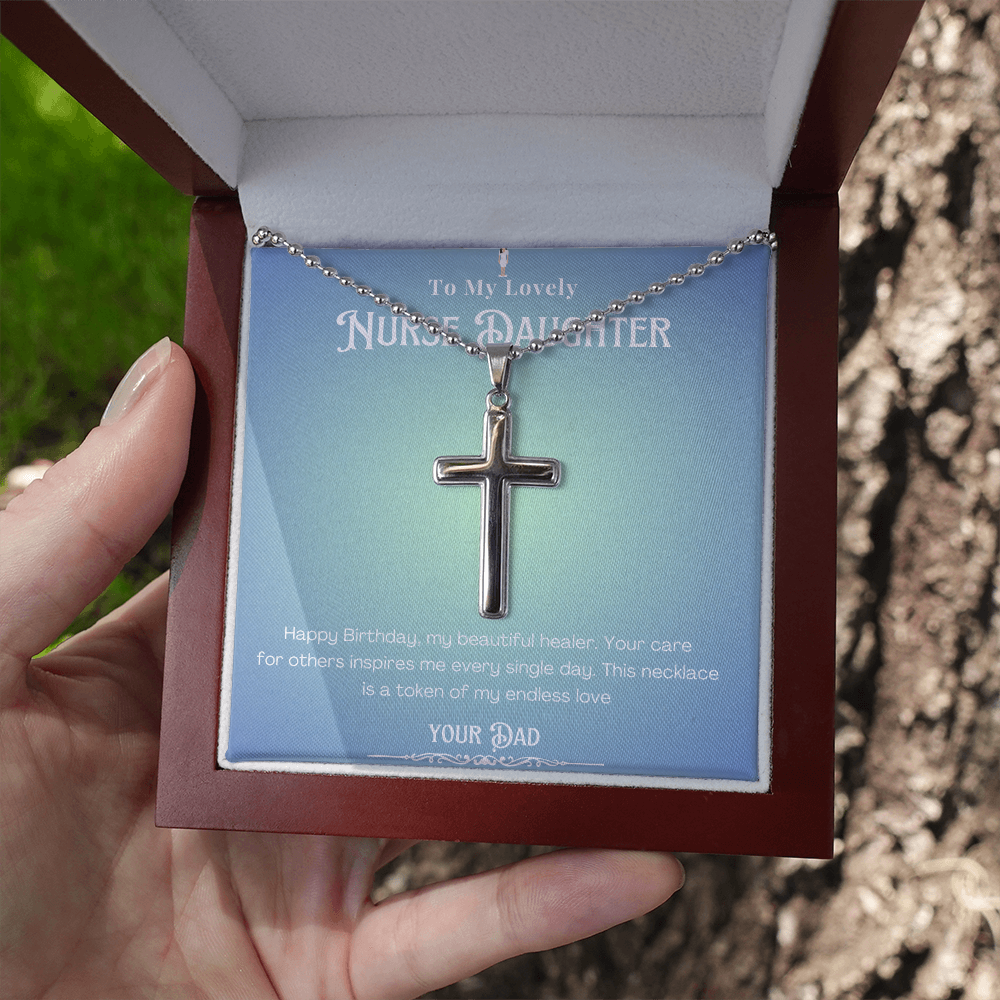 Happy Birthday To my Nurse Daughter – Personalized Message Card Necklace Gift