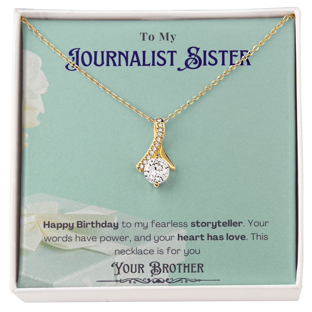 Happy Birthday to My Journalist Sister-Custom Message card Necklace Gift