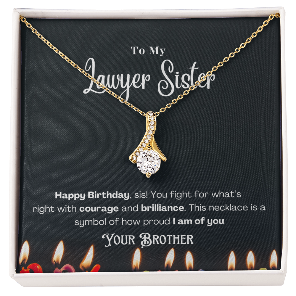 Happy Birthday, To My Lawyer Sister – Custom Necklace with Message Card