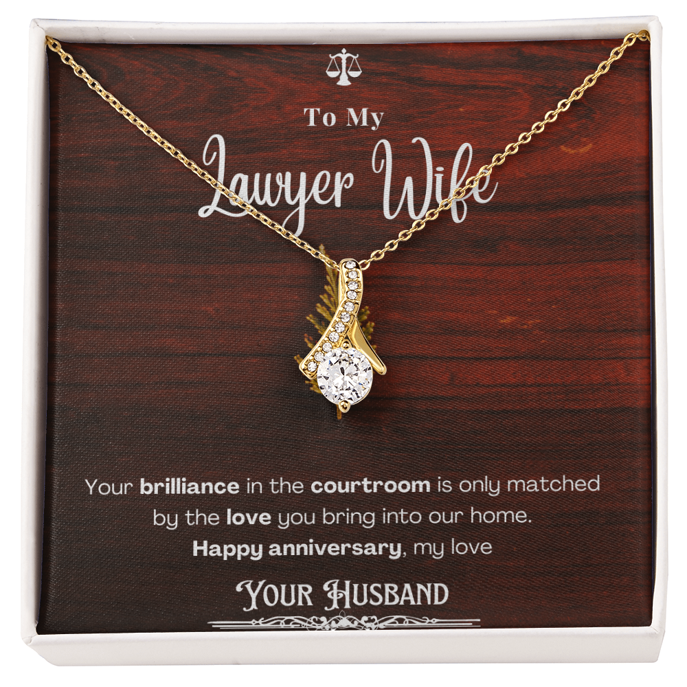 To My Lawyer Wife Message Card Necklace Anniversary Gift
