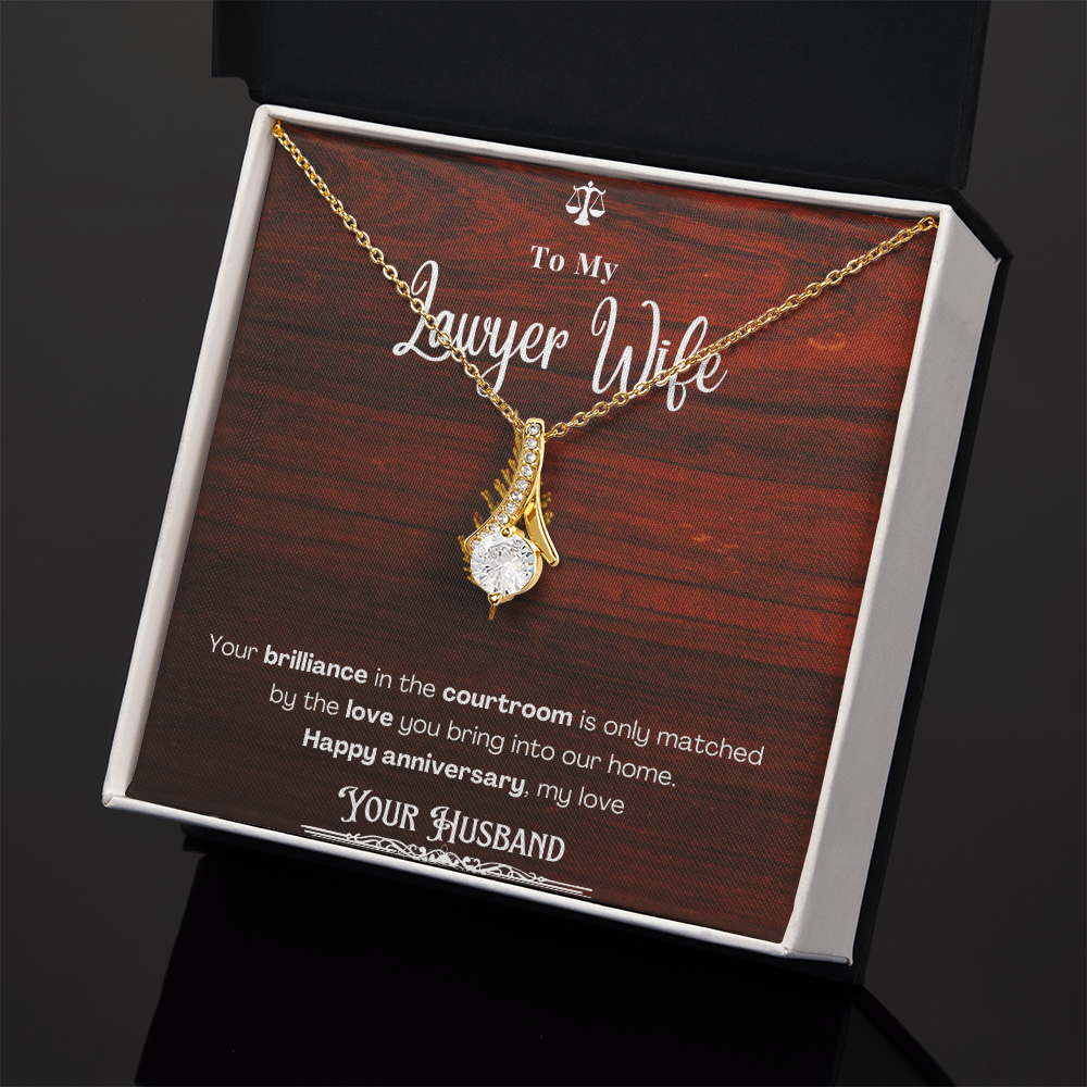To My Lawyer Wife Message Card Necklace Anniversary Gift
