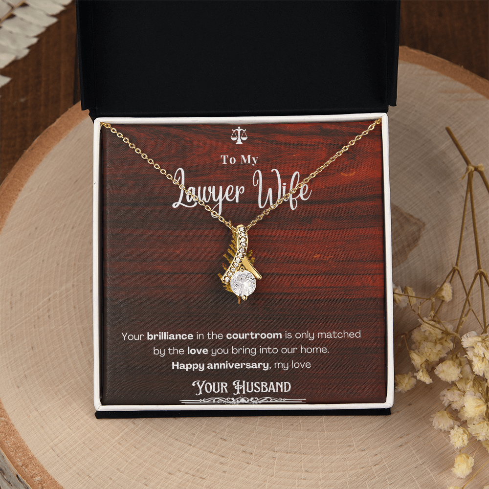 To My Lawyer Wife Message Card Necklace Anniversary Gift