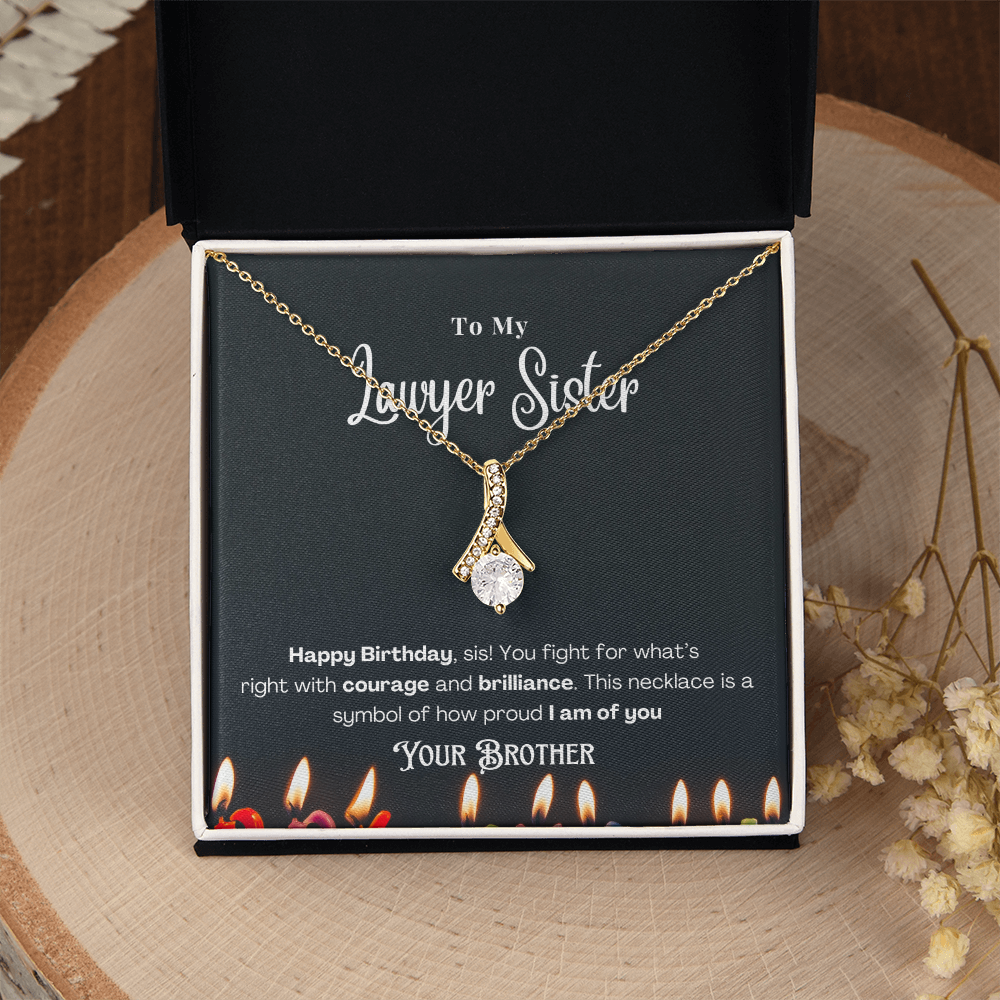 Happy Birthday, To My Lawyer Sister – Custom Necklace with Message Card