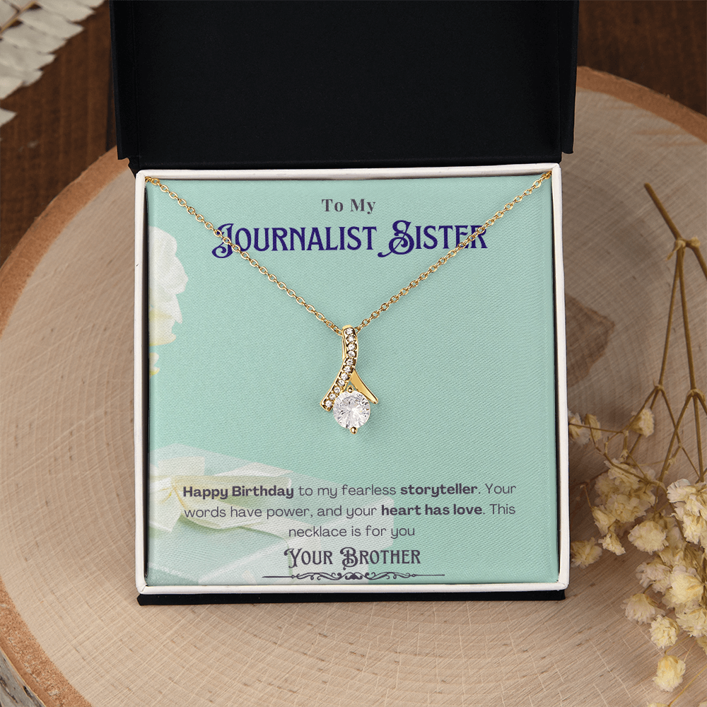 Happy Birthday to My Journalist Sister-Custom Message card Necklace Gift