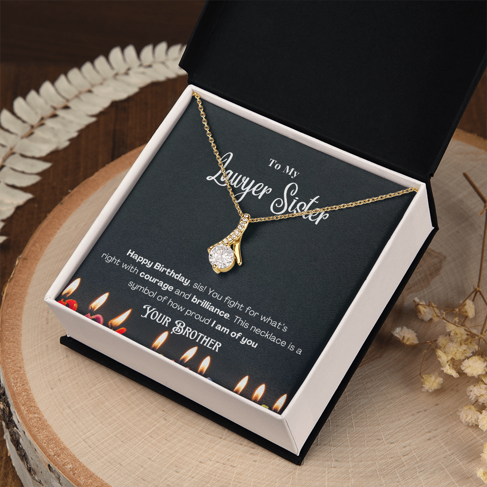 Happy Birthday, To My Lawyer Sister – Custom Necklace with Message Card