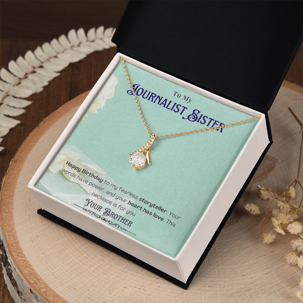 Happy Birthday to My Journalist Sister-Custom Message card Necklace Gift