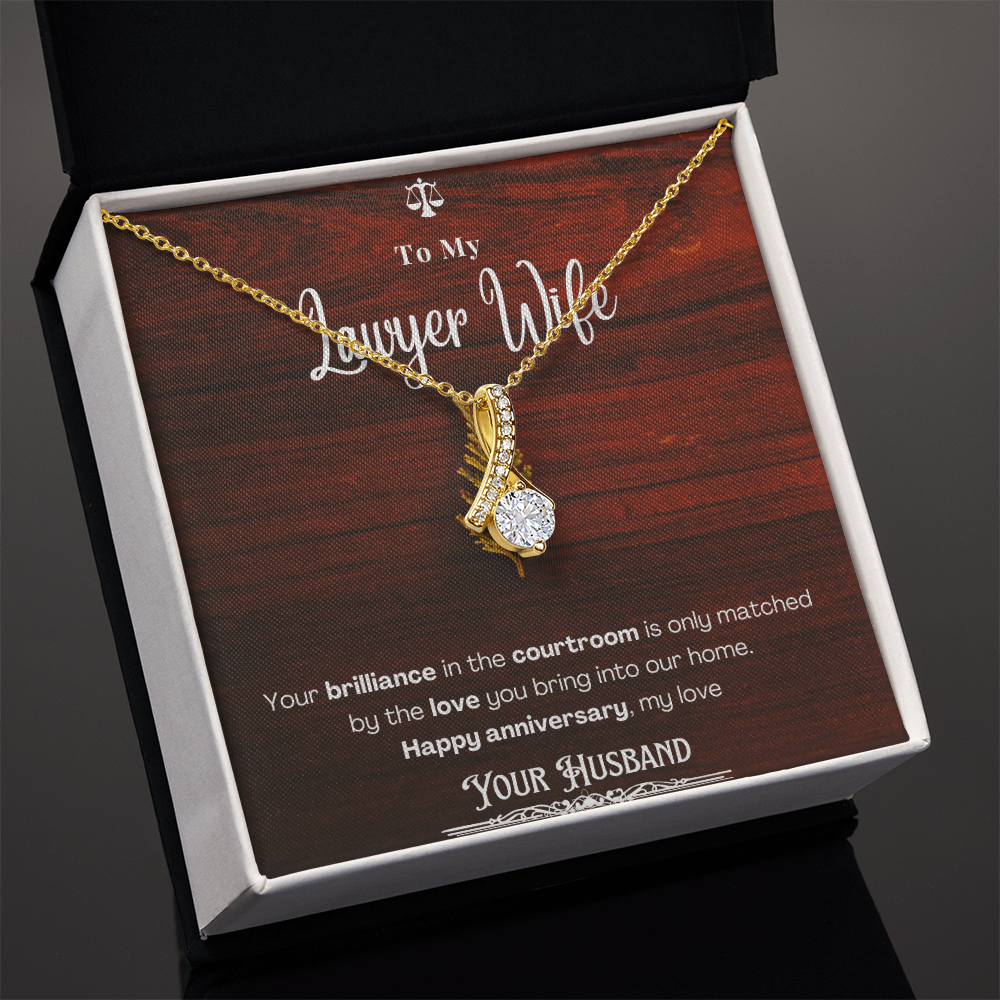 To My Lawyer Wife Message Card Necklace Anniversary Gift