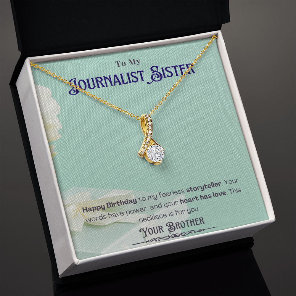 Happy Birthday to My Journalist Sister-Custom Message card Necklace Gift