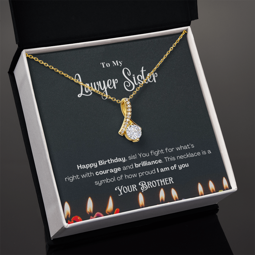 Happy Birthday, To My Lawyer Sister – Custom Necklace with Message Card