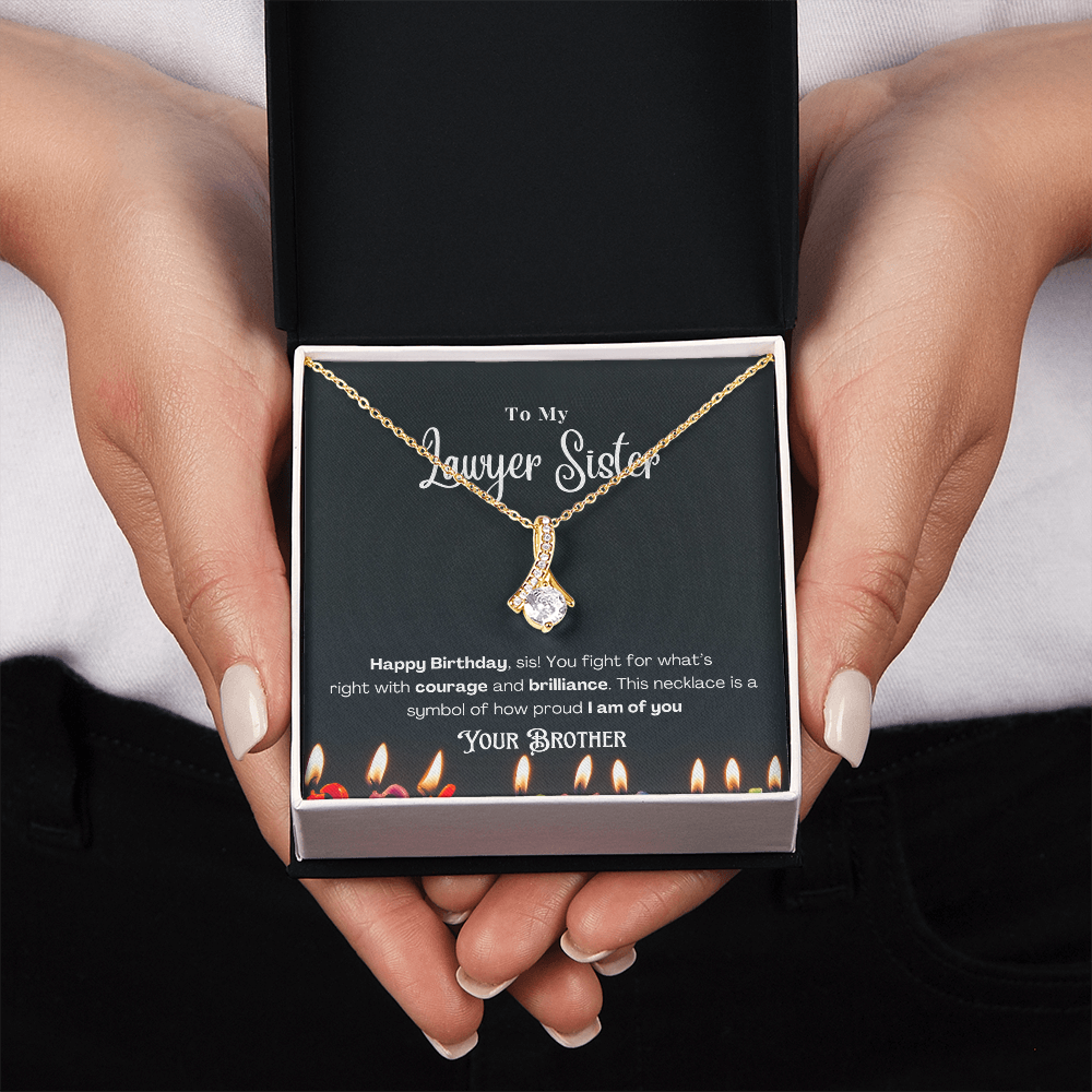 Happy Birthday, To My Lawyer Sister – Custom Necklace with Message Card