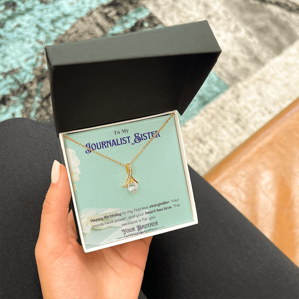 Happy Birthday to My Journalist Sister-Custom Message card Necklace Gift