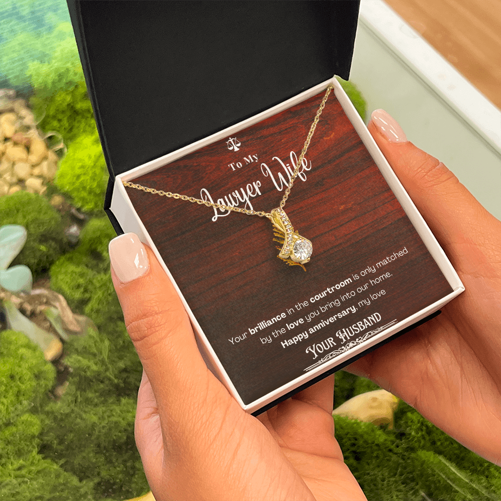 To My Lawyer Wife Message Card Necklace Anniversary Gift