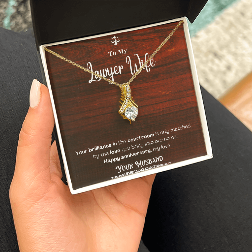 To My Lawyer Wife Message Card Necklace Anniversary Gift