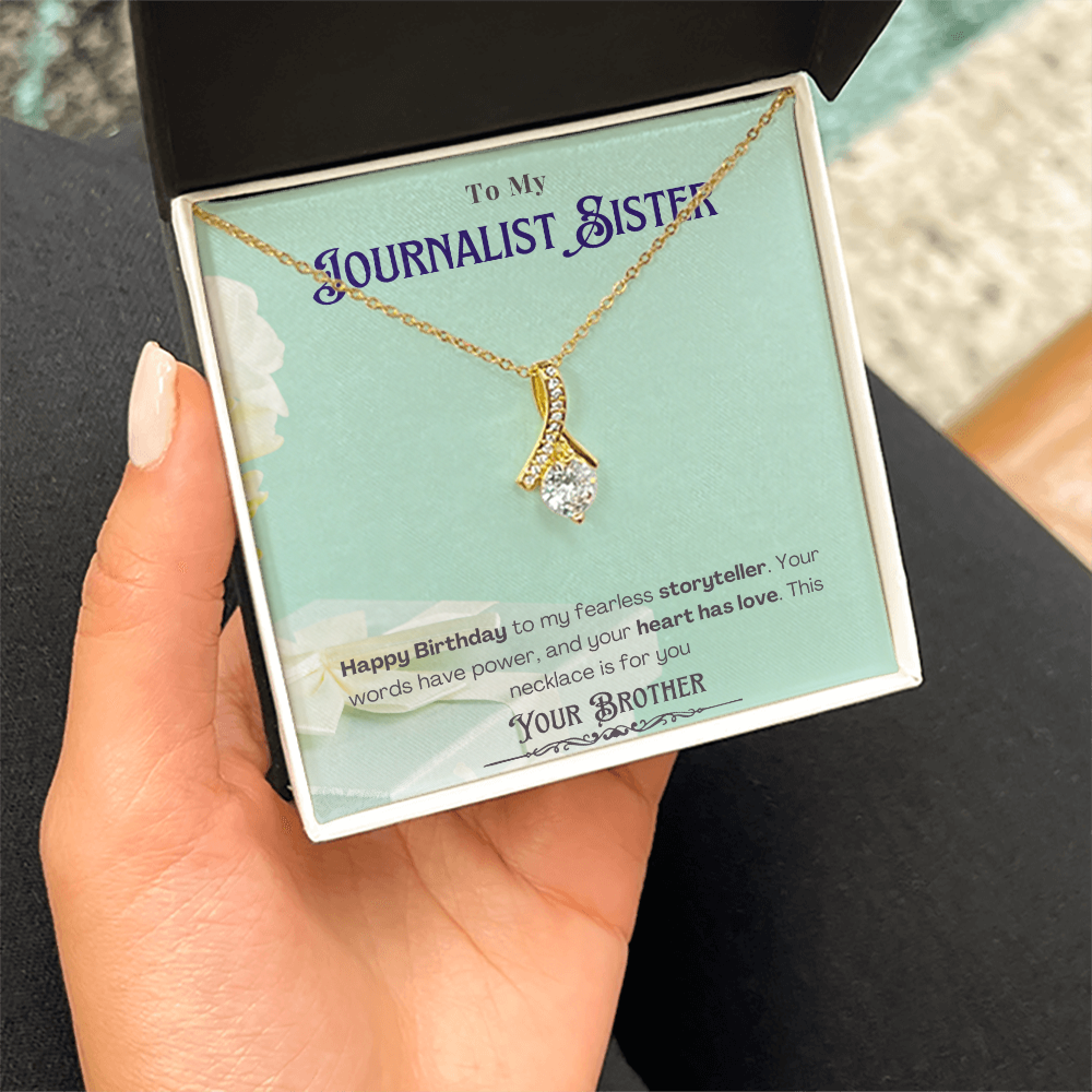 Happy Birthday to My Journalist Sister-Custom Message card Necklace Gift