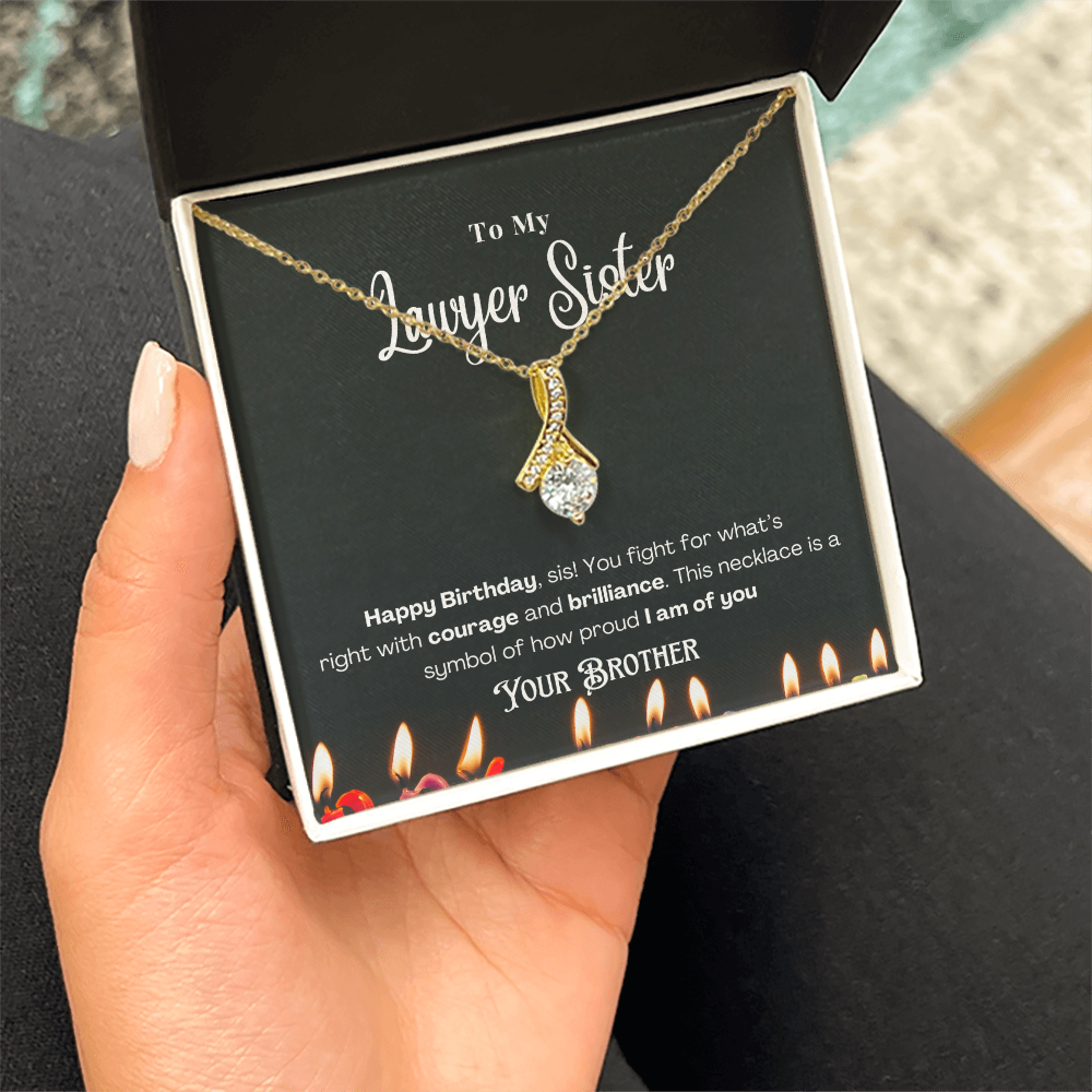 Happy Birthday, To My Lawyer Sister – Custom Necklace with Message Card