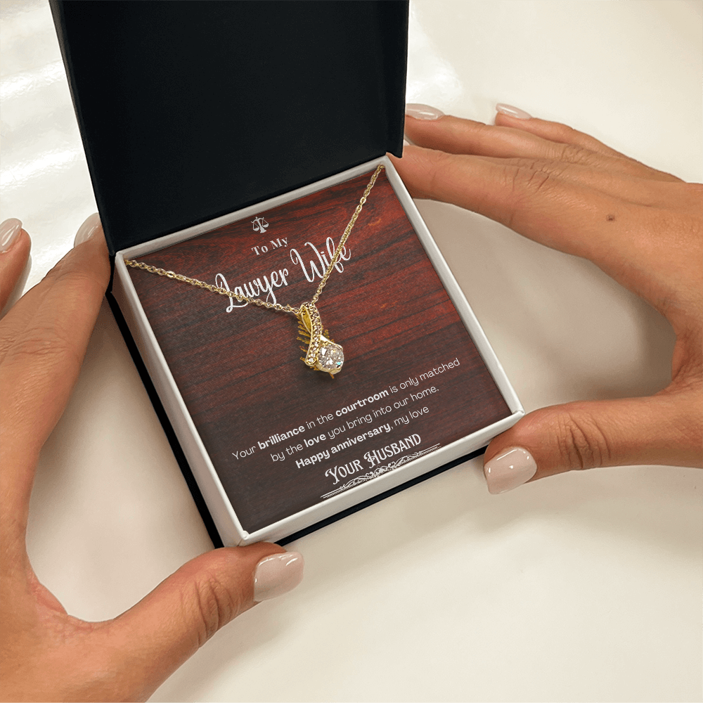 To My Lawyer Wife Message Card Necklace Anniversary Gift