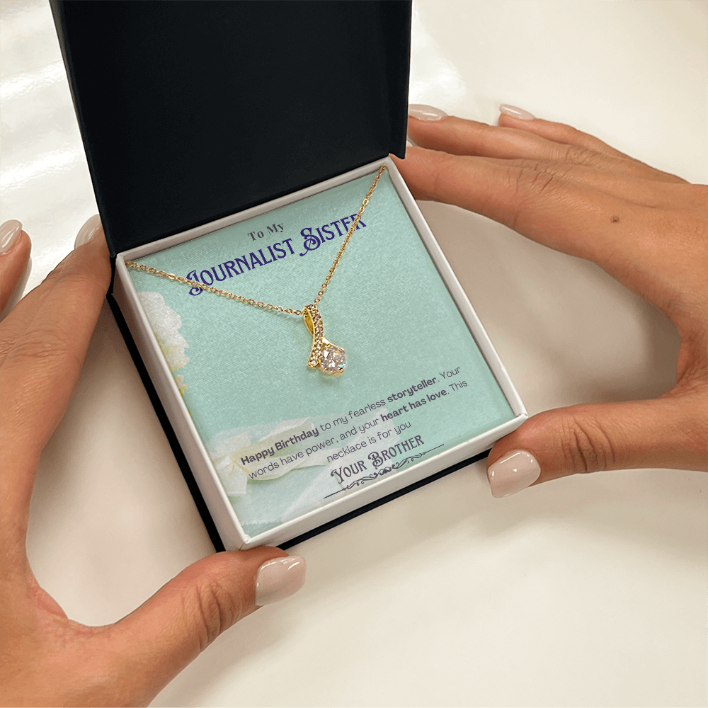 Happy Birthday to My Journalist Sister-Custom Message card Necklace Gift