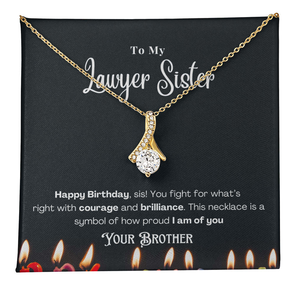 Happy Birthday, To My Lawyer Sister – Custom Necklace with Message Card