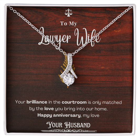 To My Lawyer Wife Message Card Necklace Anniversary Gift
