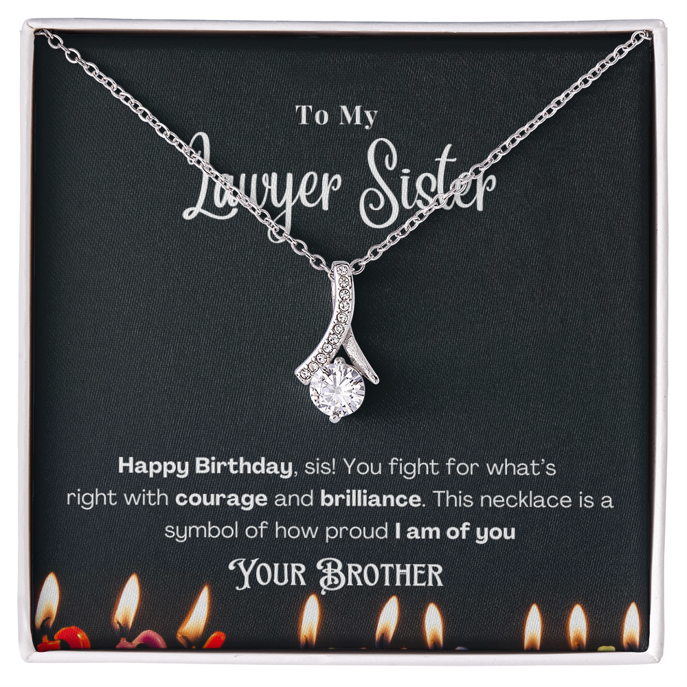 Happy Birthday, To My Lawyer Sister – Custom Necklace with Message Card