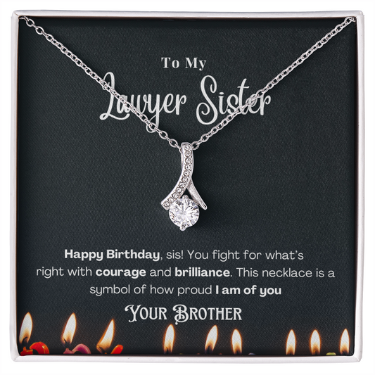 Happy Birthday, To My Lawyer Sister – Custom Necklace with Message Card