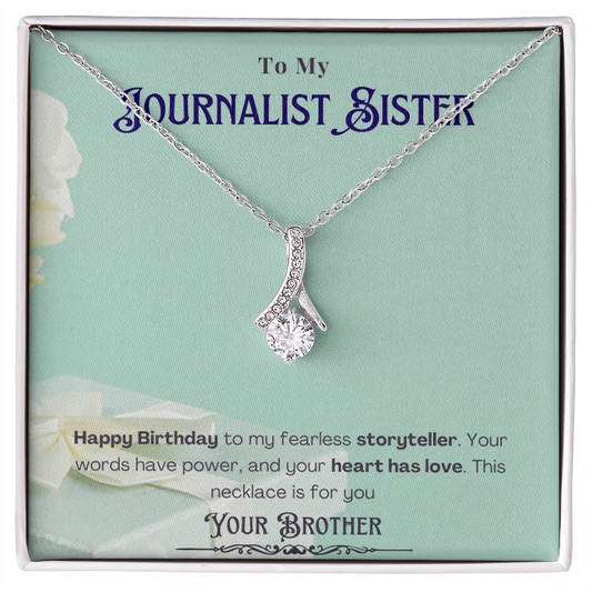 Happy Birthday to My Journalist Sister-Custom Message card Necklace Gift